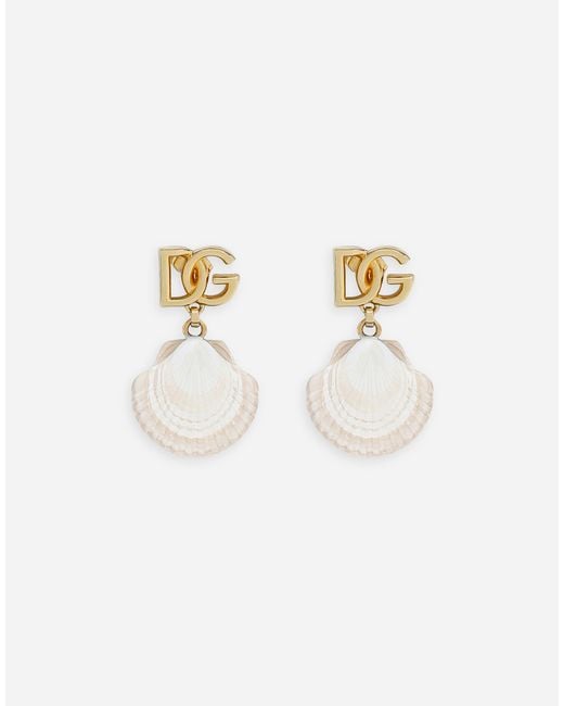 Dolce & Gabbana Metallic Earrings With Shell-Shaped Pendant