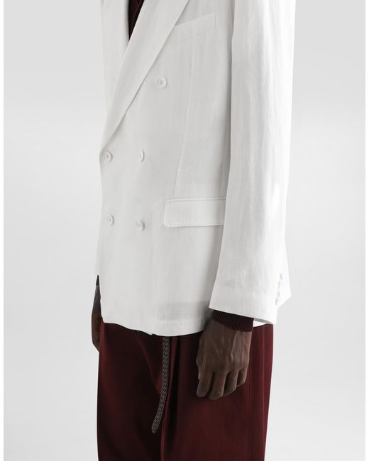 Dolce & Gabbana White Single-Breasted Cotton Jacket for men