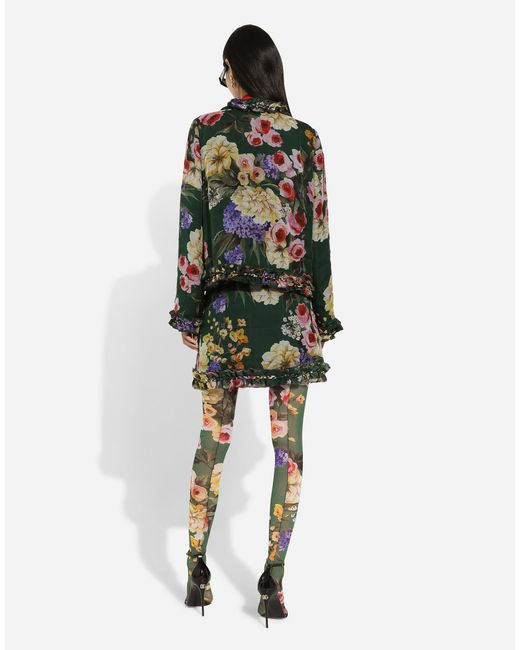 Dolce & Gabbana Green Short Garden- Chiffon Skirt