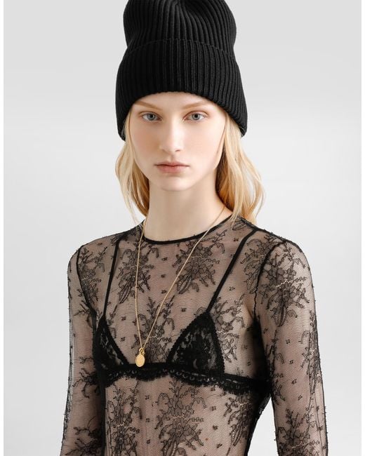 Dolce & Gabbana Gray Chantilly Lace Bodysuit