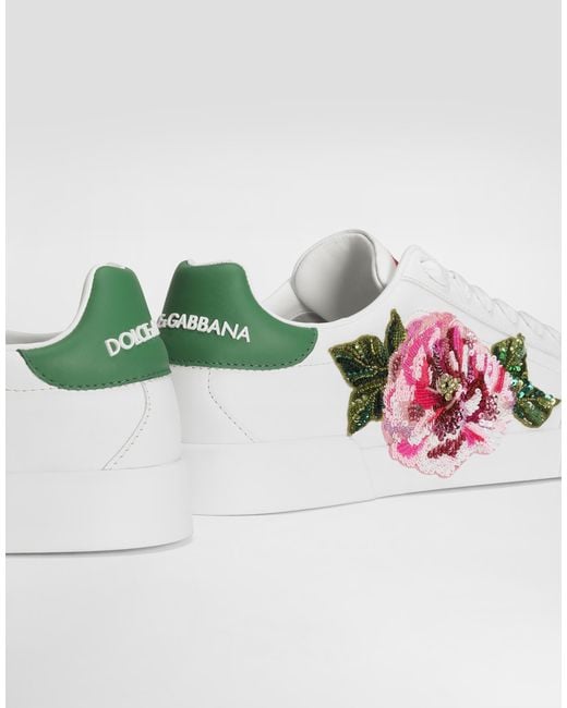 Dolce & Gabbana White Sneaker Portofino Light Aus Kalbsleder