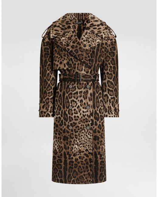 Dolce & Gabbana Natural Double-Breasted Leo- Cotton Drill Coat