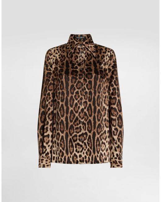 Dolce & Gabbana Brown Leopard- Satin Shirt