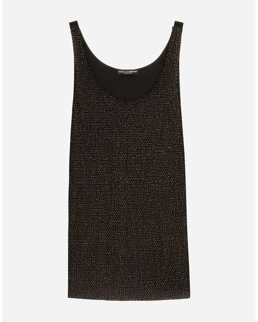 メンズ Dolce & Gabbana エンブロイダリーシルク タンクトップ Black
