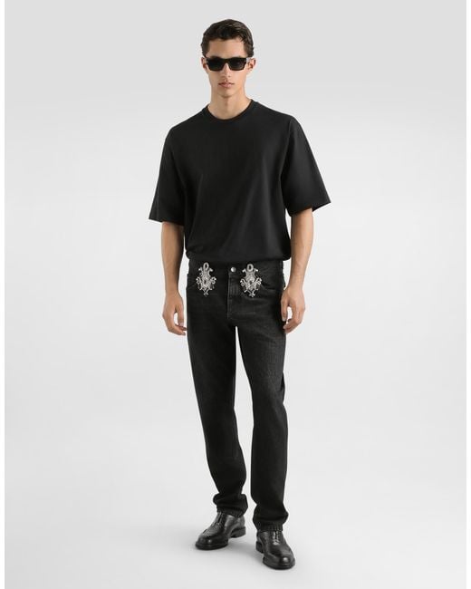 Dolce & Gabbana Black Denim Trousers for men
