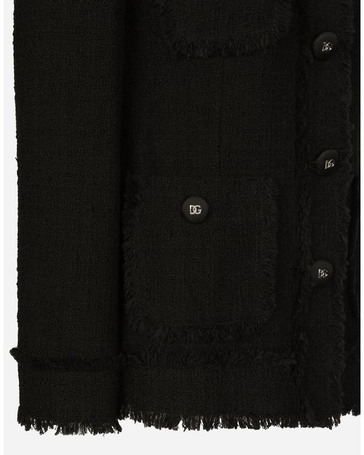 Dolce & Gabbana Black Single-Breasted Tweed Jacket