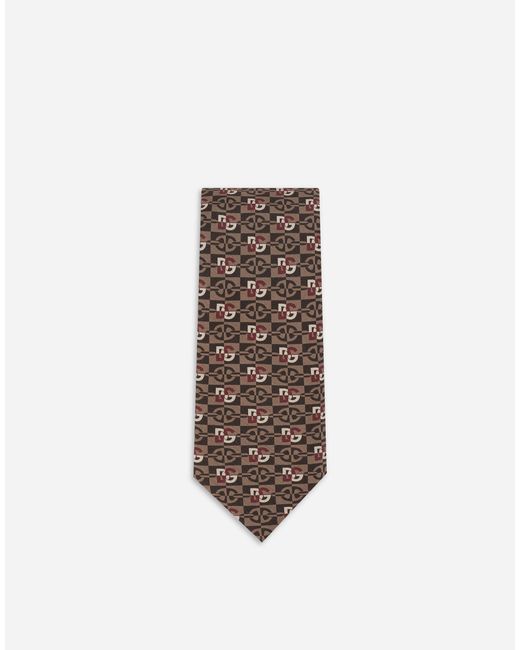 Dolce & Gabbana White Silk Jacquard Tie With Micro-Designs And Dg Logo for men