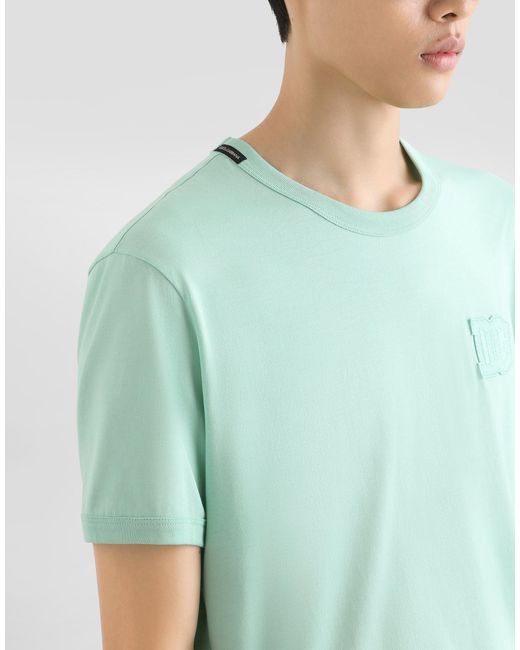 Dolce & Gabbana Cotton T-Shirt With Patch in Green für Herren