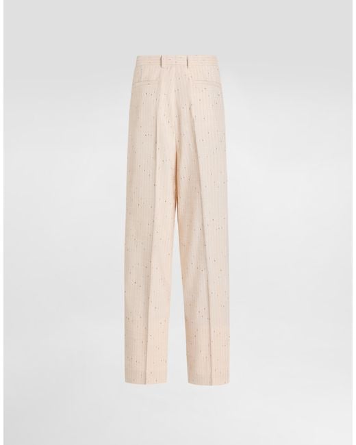 Dolce & Gabbana Natural Pinstriped Trousers for men