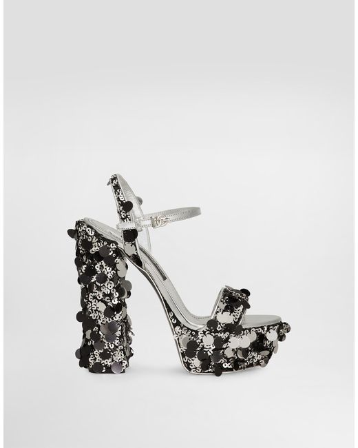 Dolce & Gabbana プラットフォームサンダル スパンコール White