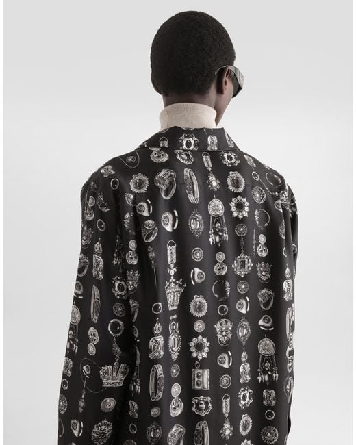 Dolce & Gabbana Black Jewel- Silk Twill Vanity Shirt for men