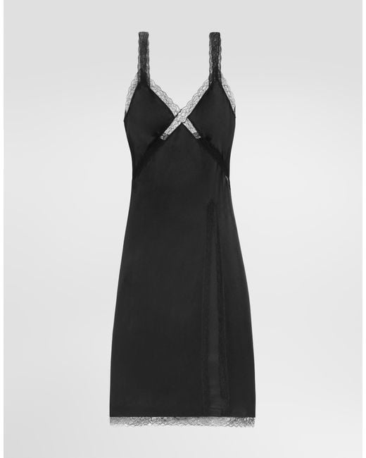Dolce & Gabbana Black Silk Satin Slip Dress