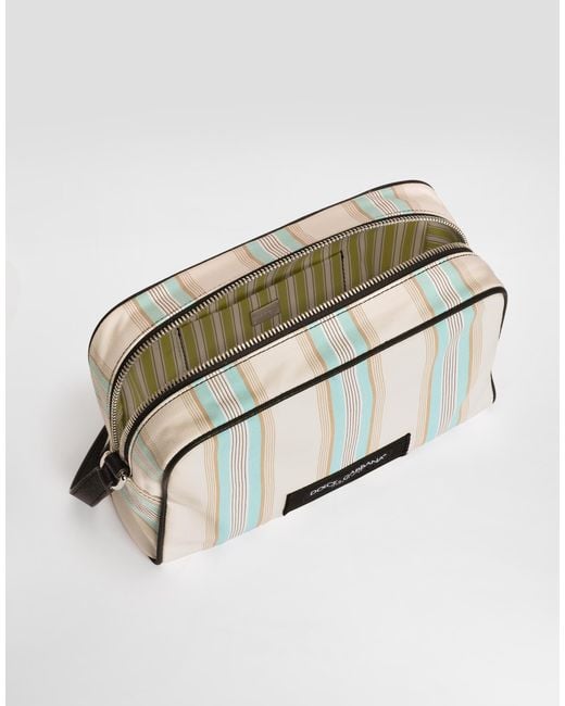 Dolce & Gabbana Multicolor Striped Poplin Handbag for men