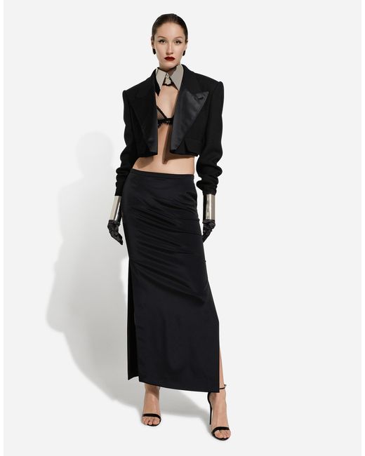 Dolce & Gabbana Black High-Slit Cady Maxi Skirt
