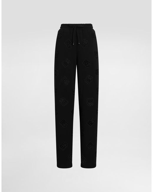 Dolce & Gabbana Black Jersey Jogging Pants With Cut-Out And Dg Logo