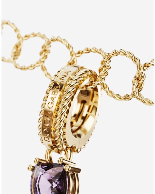 Dolce & Gabbana Metallic Charm R Lettering 18-Carat And Multicolored Gems