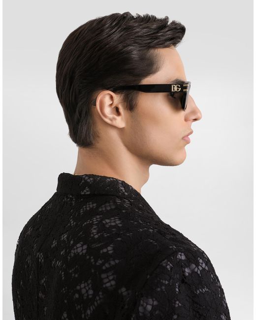 Dolce & Gabbana Black Double-Breasted Lace Jacket for men