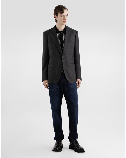 Dolce & Gabbana Gray Single-Breasted Taormina Wool Jacket for men
