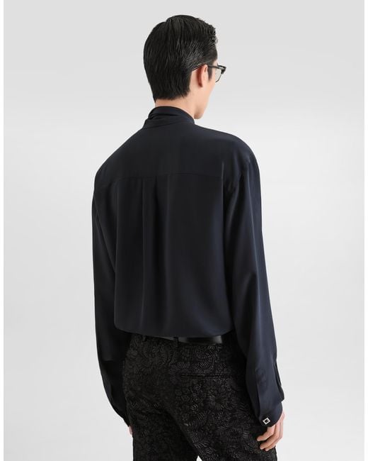 Dolce & Gabbana Blue Crêpe De Chine Shirt for men