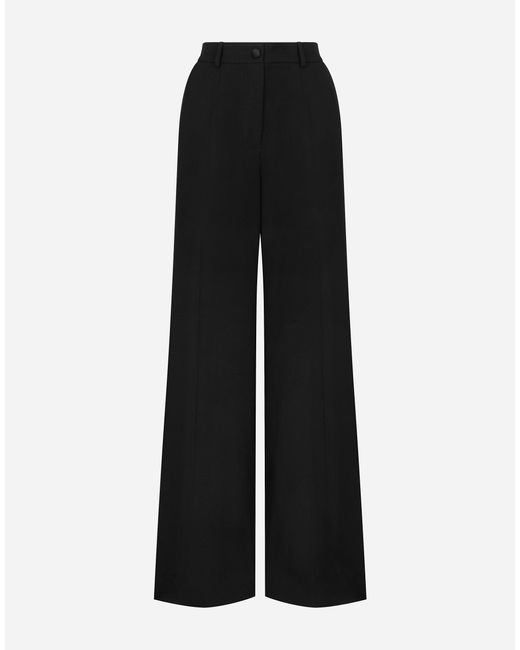 Dolce & Gabbana Black Flared Wool Gabardine Pants