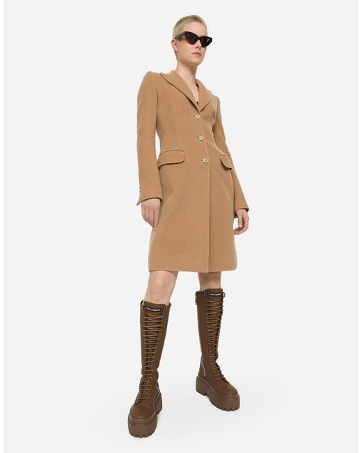 Dolce & Gabbana Natural Single-breasted Wool Coat