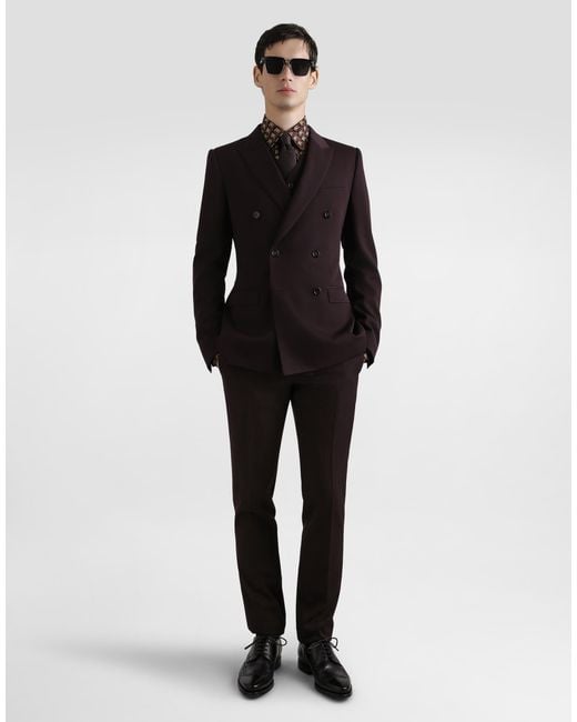 Dolce & Gabbana Brown Printed Silk Twill Martini Shirt for men