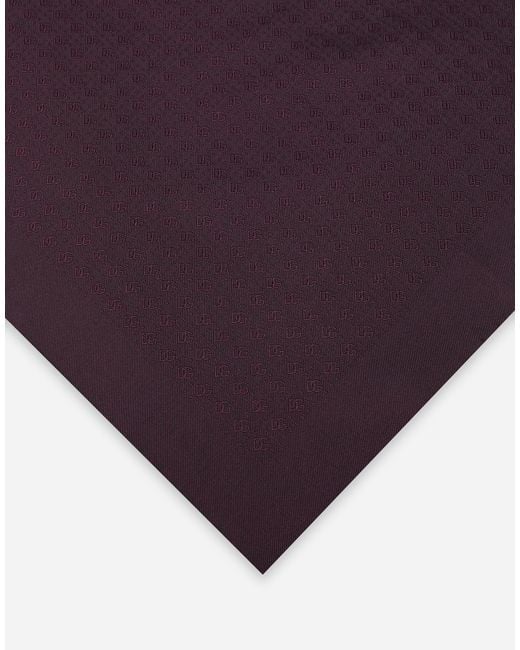 Dolce & Gabbana Purple Silk Jacquard Pocket Square With Dg Logo for men