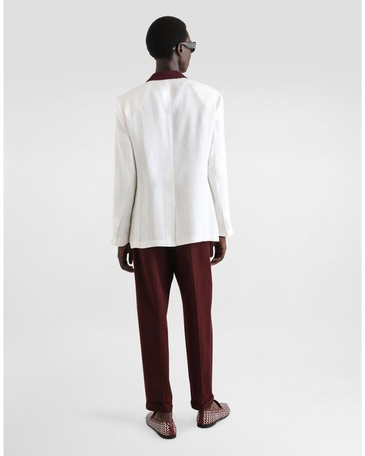 Dolce & Gabbana Purple Cotton Gabardine Pants With Double Darts for men
