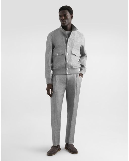 Dolce & Gabbana Gray Short-Sleeved Silk T-Shirt for men
