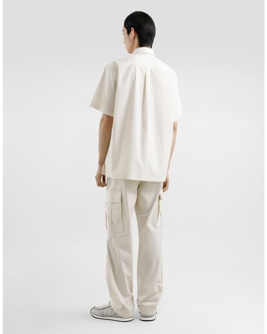 Dolce & Gabbana Hemd Aus Popeline Mit Plakette in White für Herren