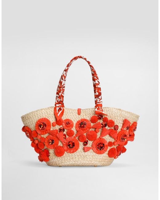 Dolce & Gabbana Red Coffa Capri Bag With Embroidery