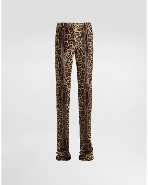 Dolce & Gabbana Natural Leopard-Print Calf Trousers