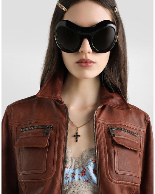 Dolce & Gabbana Brown Vegetable Nappa Leather Jacket