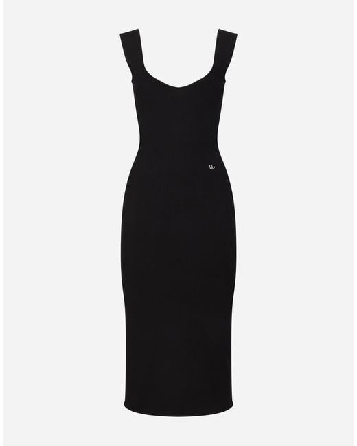 Dolce & Gabbana Black Sleeveless Viscose Knit Dress