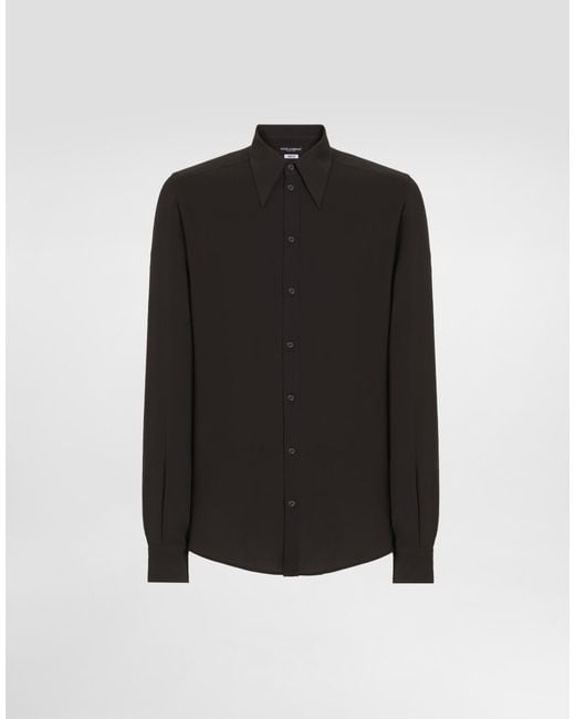 Dolce & Gabbana Black Crêpe De Chine Shirt for men