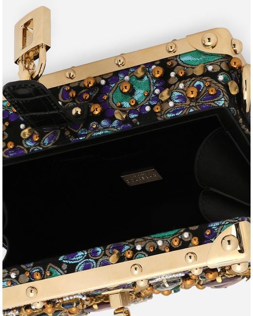 Dolce & Gabbana Multicolor Jacquard Dolce Box Bag With Embroidery