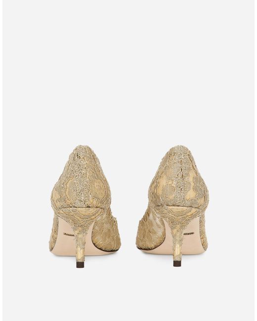 Dolce & Gabbana Natural Lurex Lace Pumps With Brooch Detailing