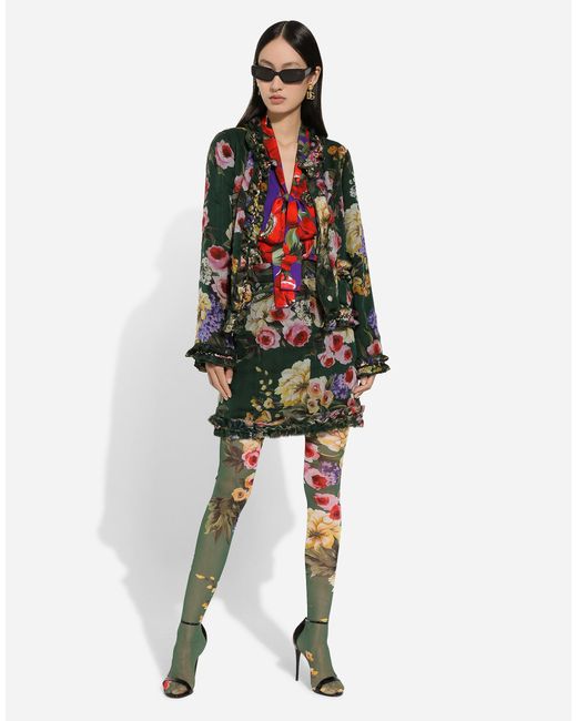 Dolce & Gabbana Green Short Garden- Chiffon Skirt