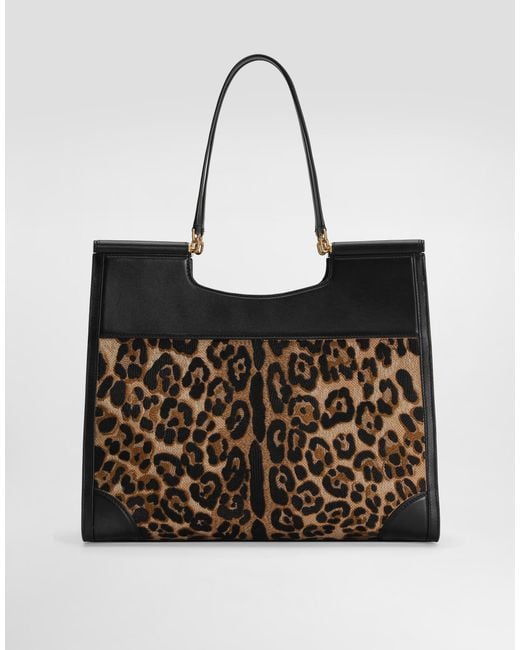 Dolce & Gabbana Black Sicily Large Shopping Bag With Embroidery