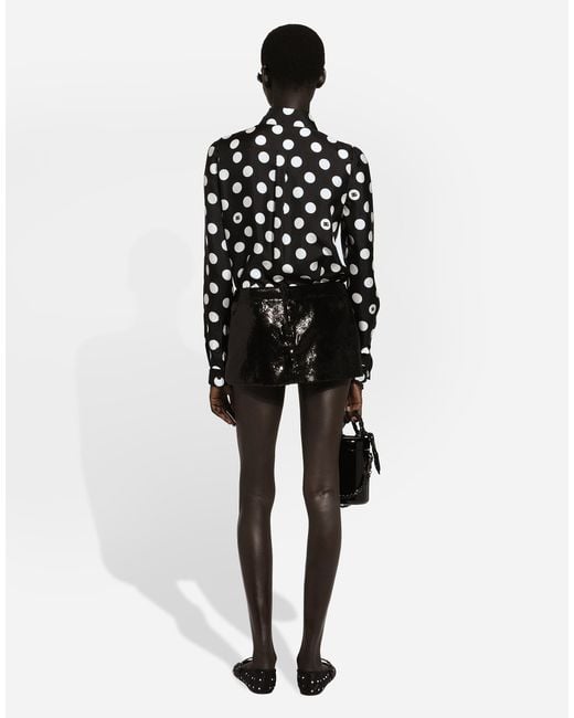 Dolce & Gabbana Black Miniskirt With Micro-Sequin Embellishment