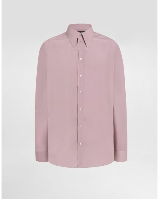 Dolce & Gabbana Pink Silk Crêpe De Chine Shirt for men