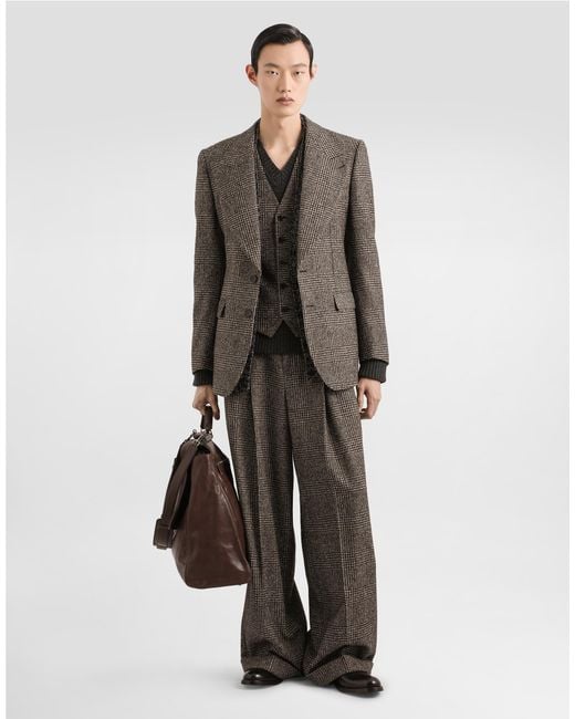 メンズ Dolce & Gabbana Alpaca Blend Glen Plaid Trousers Gray