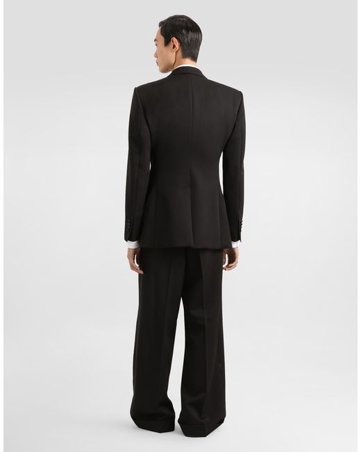 Dolce & Gabbana Black Single-Breastedwool And Silk Blend Jacket for men
