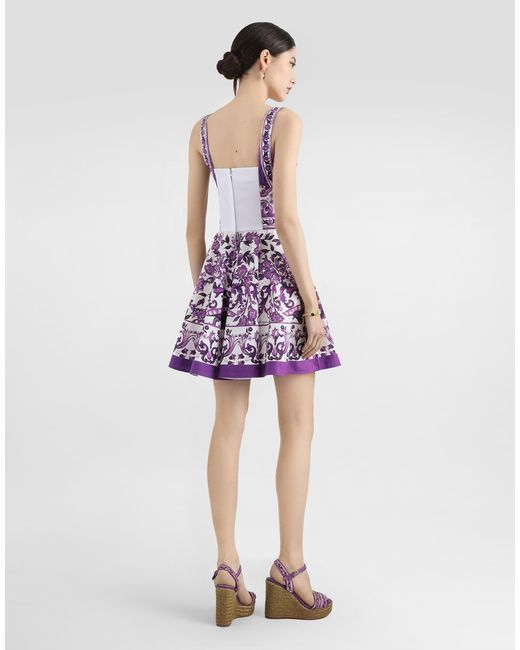 Dolce & Gabbana Purple Majolica-Print Poplin Dress
