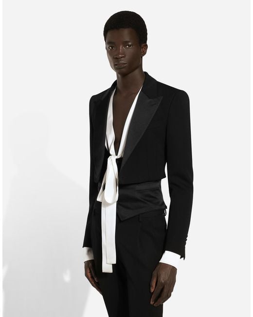 Dolce & Gabbana Black Single-Breasted Wool Spencer Jacket for men