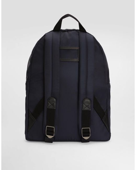 Dolce & Gabbana Blue Nylon Backpack With Logo for men