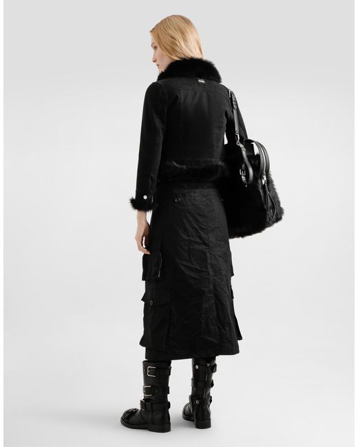 Dolce & Gabbana Black Denim Jacket Lined With Fur