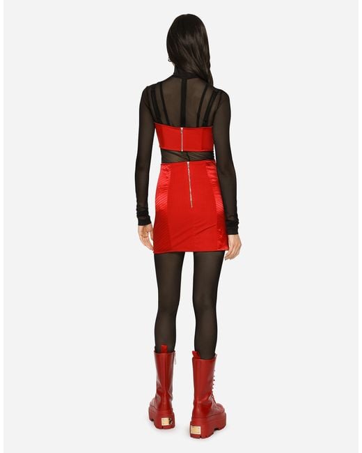 Dolce & Gabbana ミニスカート サテン ホック Red