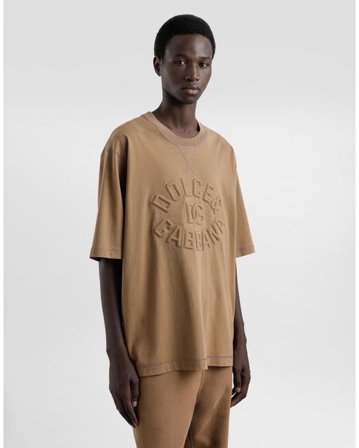 Camiseta De Algodón Con Logotipo Dolce & Gabbana de hombre de color Natural