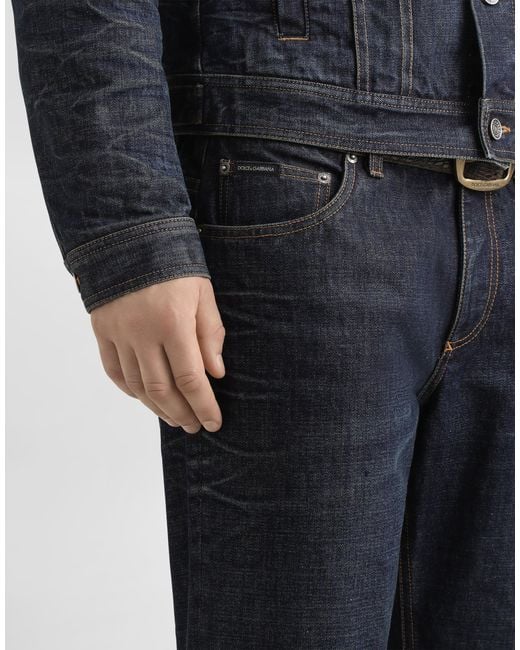 Dolce & Gabbana Blue Loose Cotton Denim Jeans for men